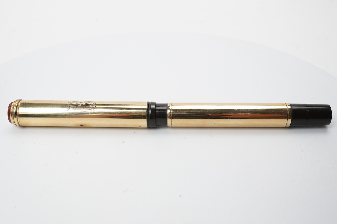 A rare Waterman eye dropper with French control marks with cornelian stone cap top. Highly collectable and sought after pen